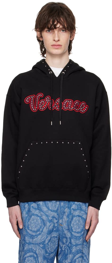 versace black leather hoodie